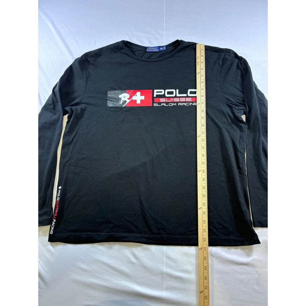 Polo Ralph Lauren Suisse Slalom Racing Long Sleeve Shirt Black XXL Mens